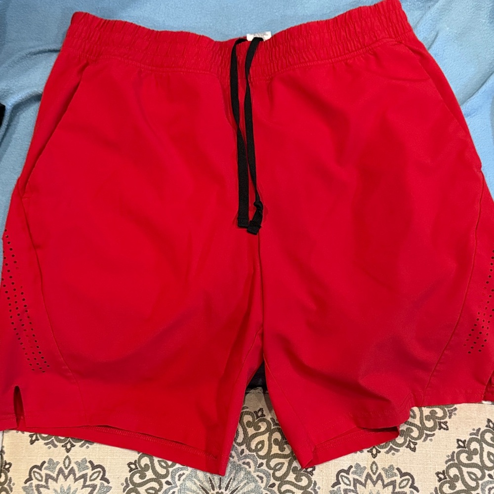 Athletic Works Red and Black Shorts